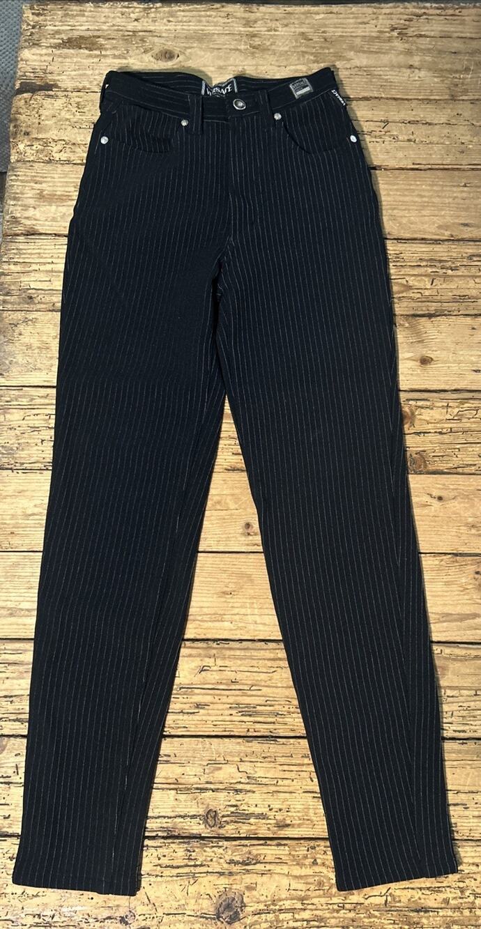 Versace Women’s Size 28 Black Pinstripe Skinny Jeans Couture *Vintage